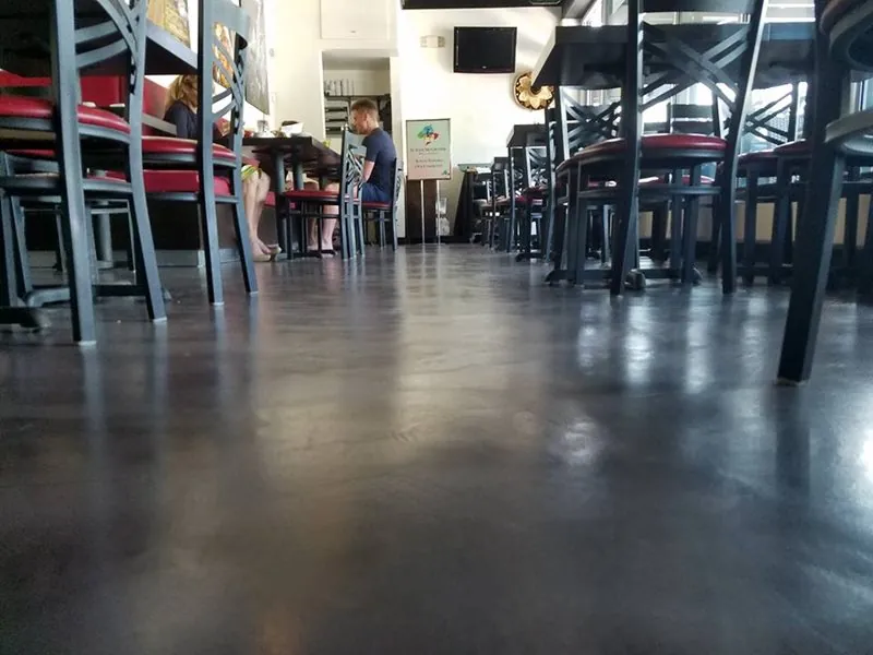 Dark polished restaurant floor