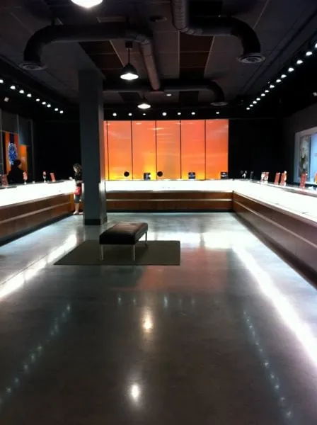Polished concrete showroom floor