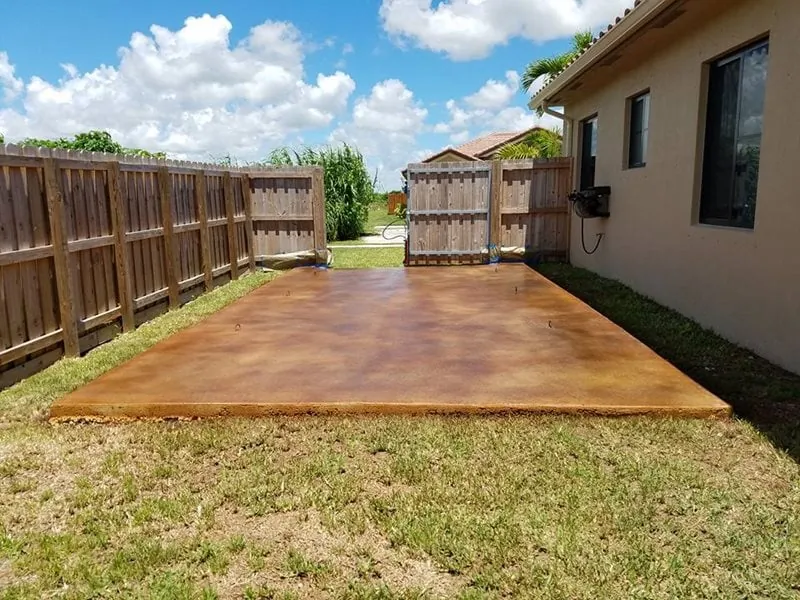 Copper stained concrete patio