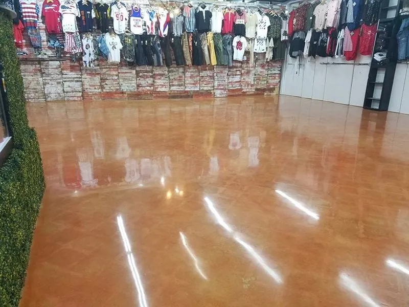 Orange stained retail floor