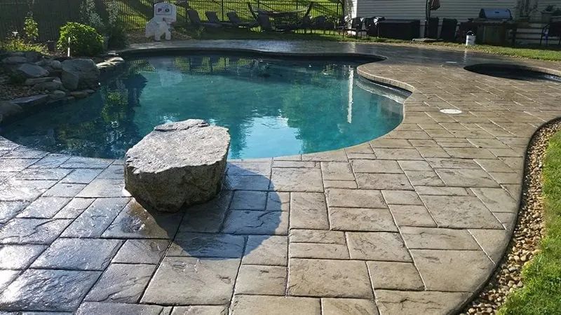 Stamped concrete pool deck